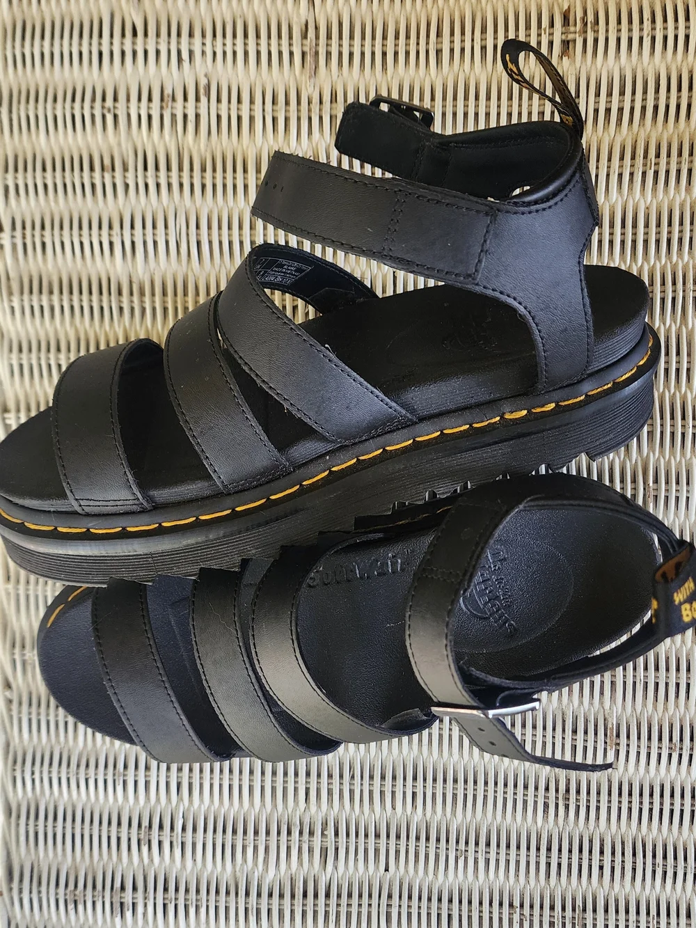 Dr. Martens Black Leather Strappy Platform Sandals